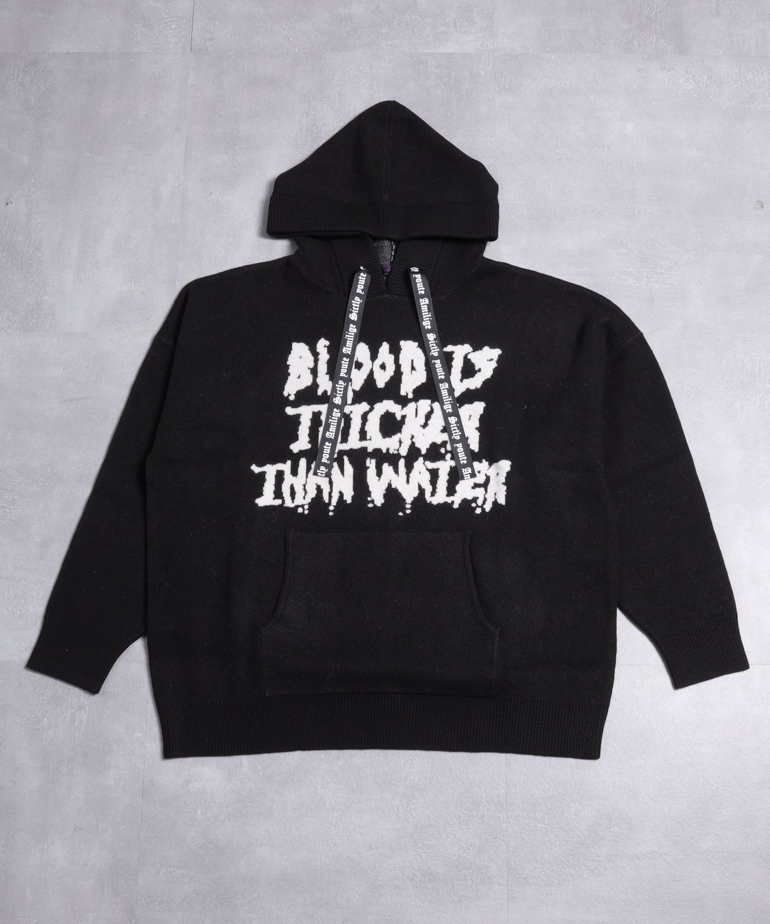BLOOD IS THICKER THAN WATERパーカーニット