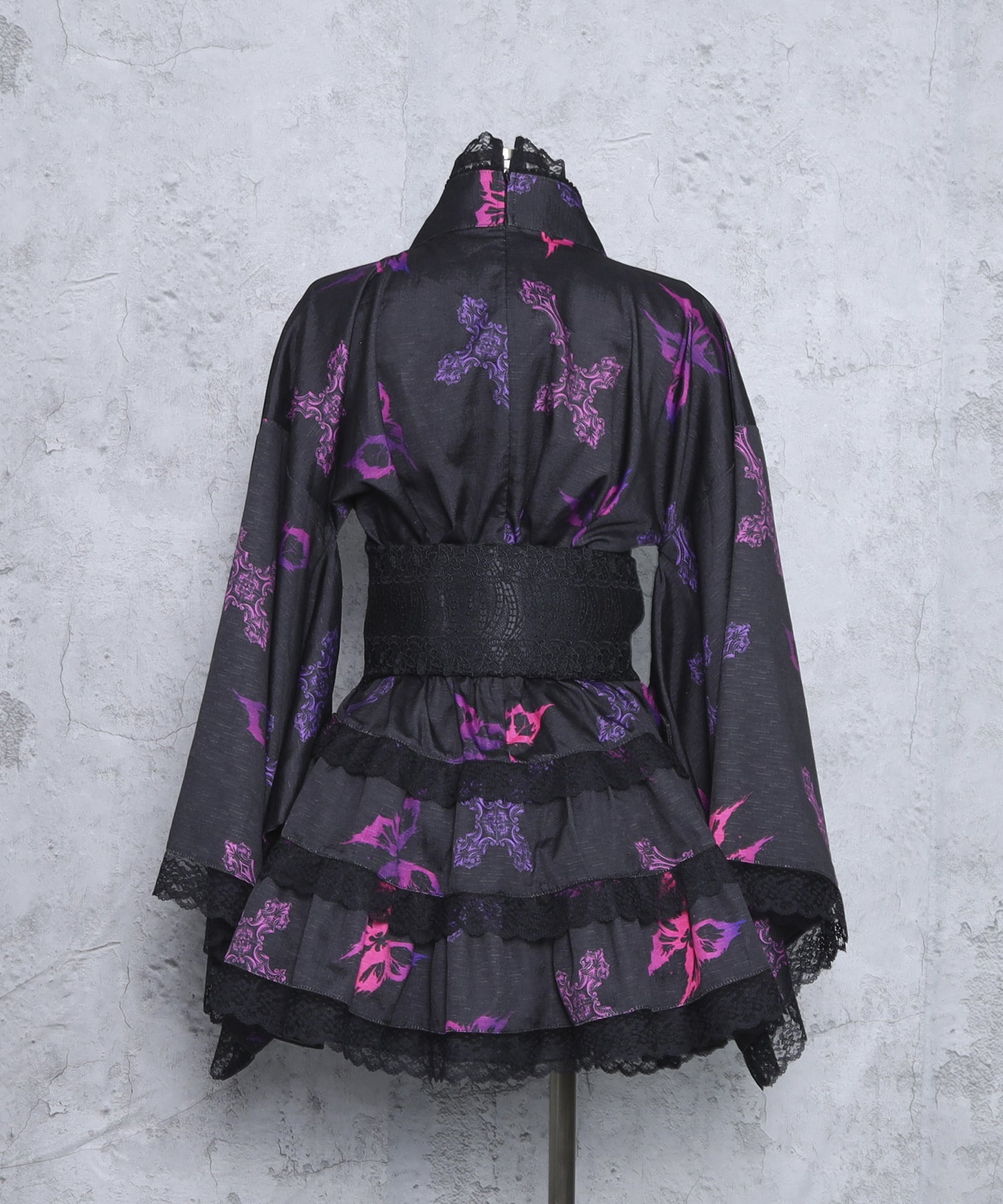 クロス蝶々総柄浴衣ワンピース+帯セット