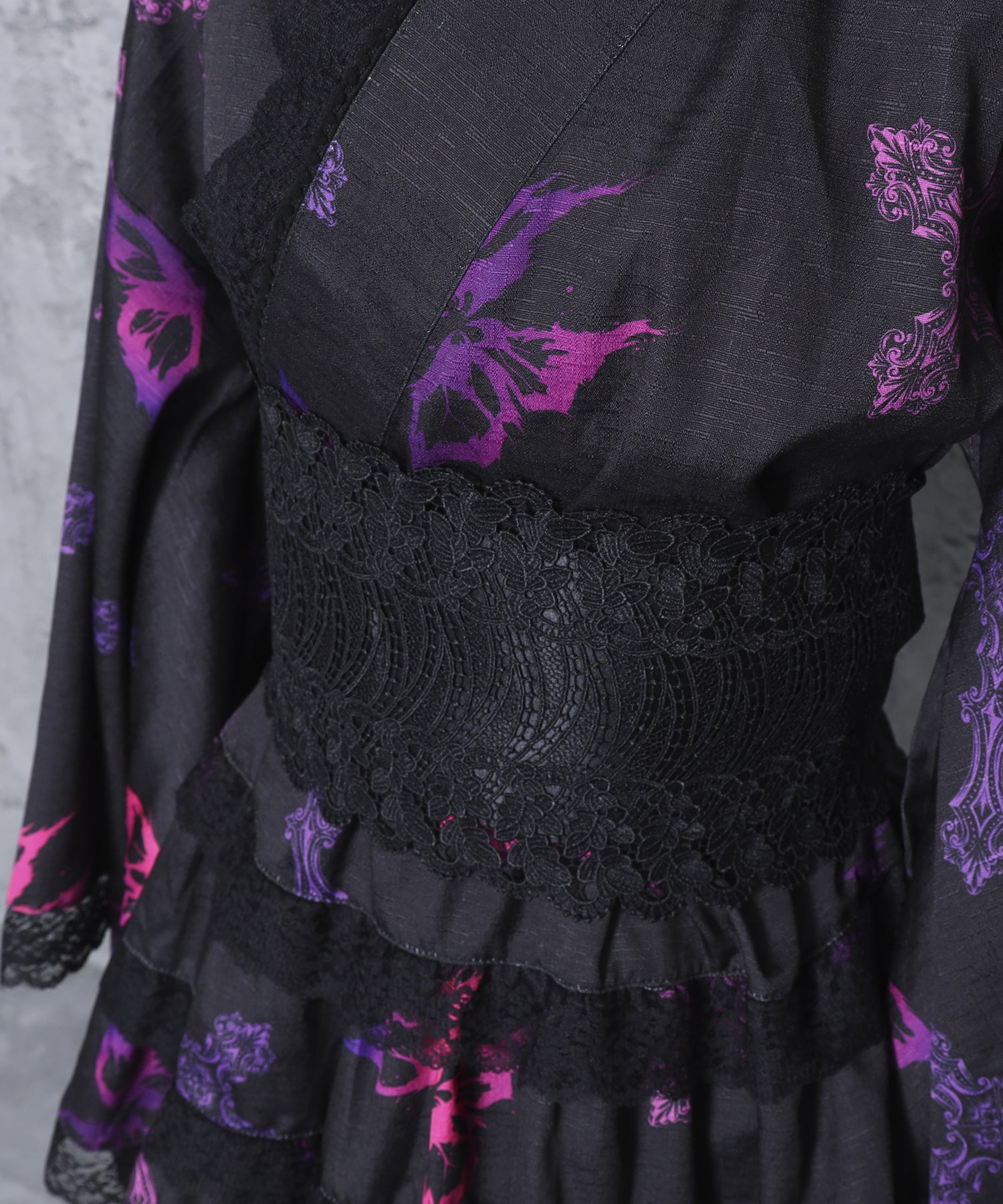 クロス蝶々総柄浴衣ワンピース+帯セット