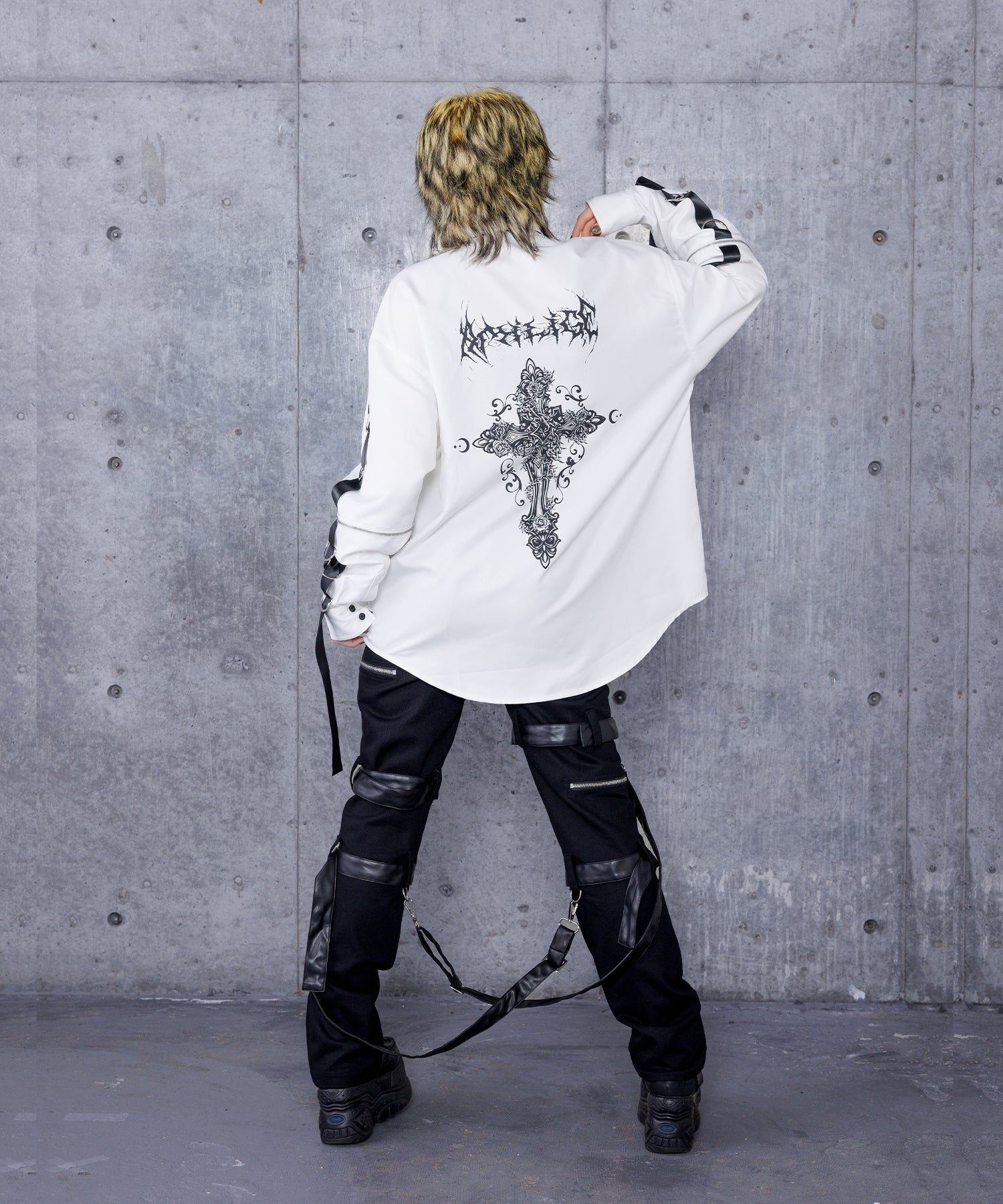 クロスロゴプリント袖リングシャツ