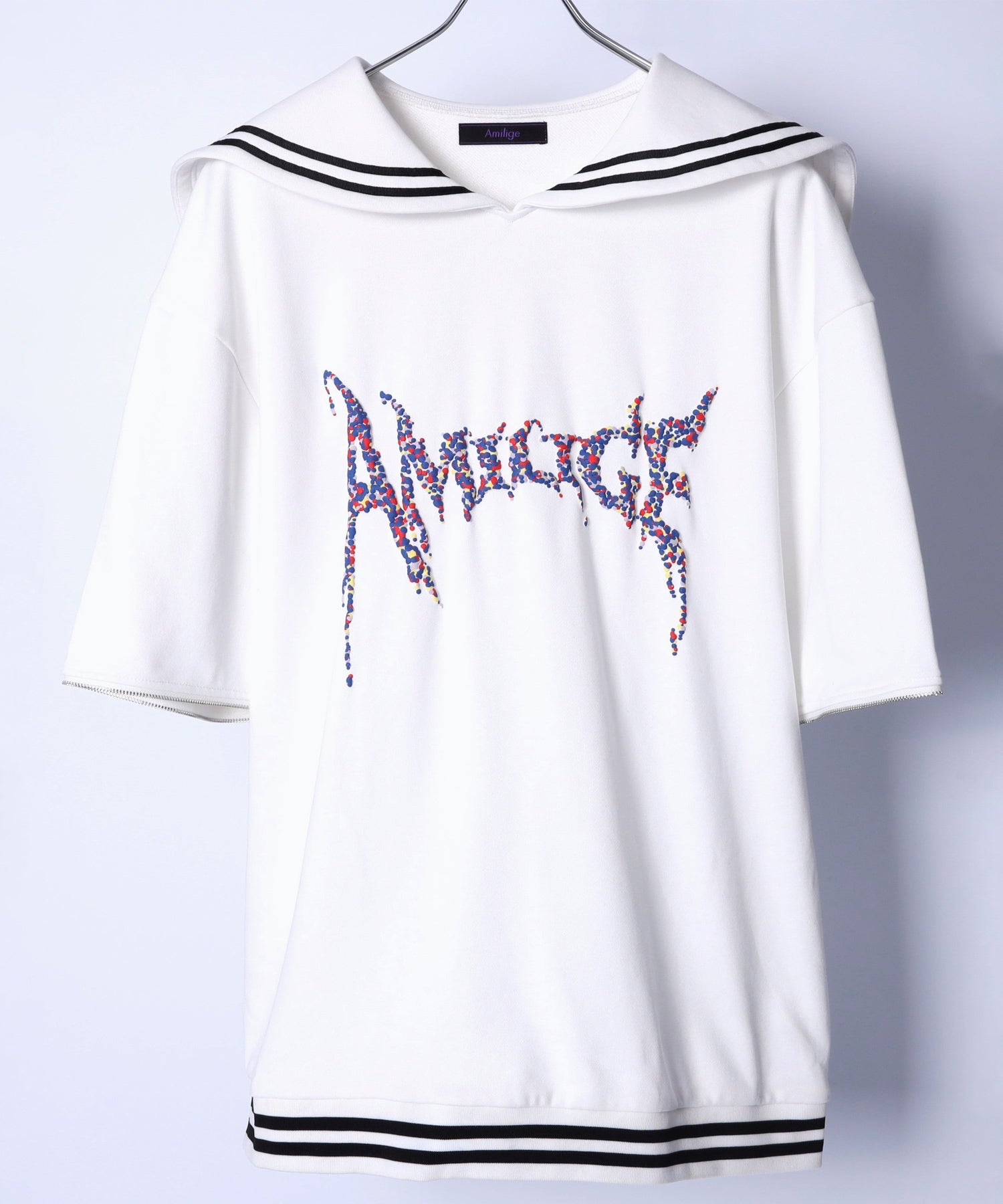 Amilige発泡プリントセーラーカラースウェット