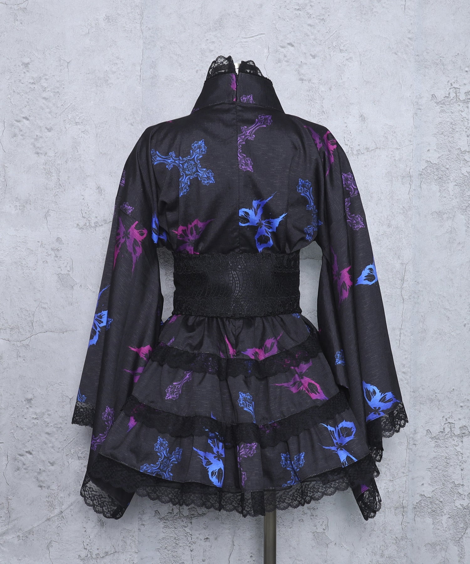 クロス蝶々総柄浴衣ワンピース+帯セット