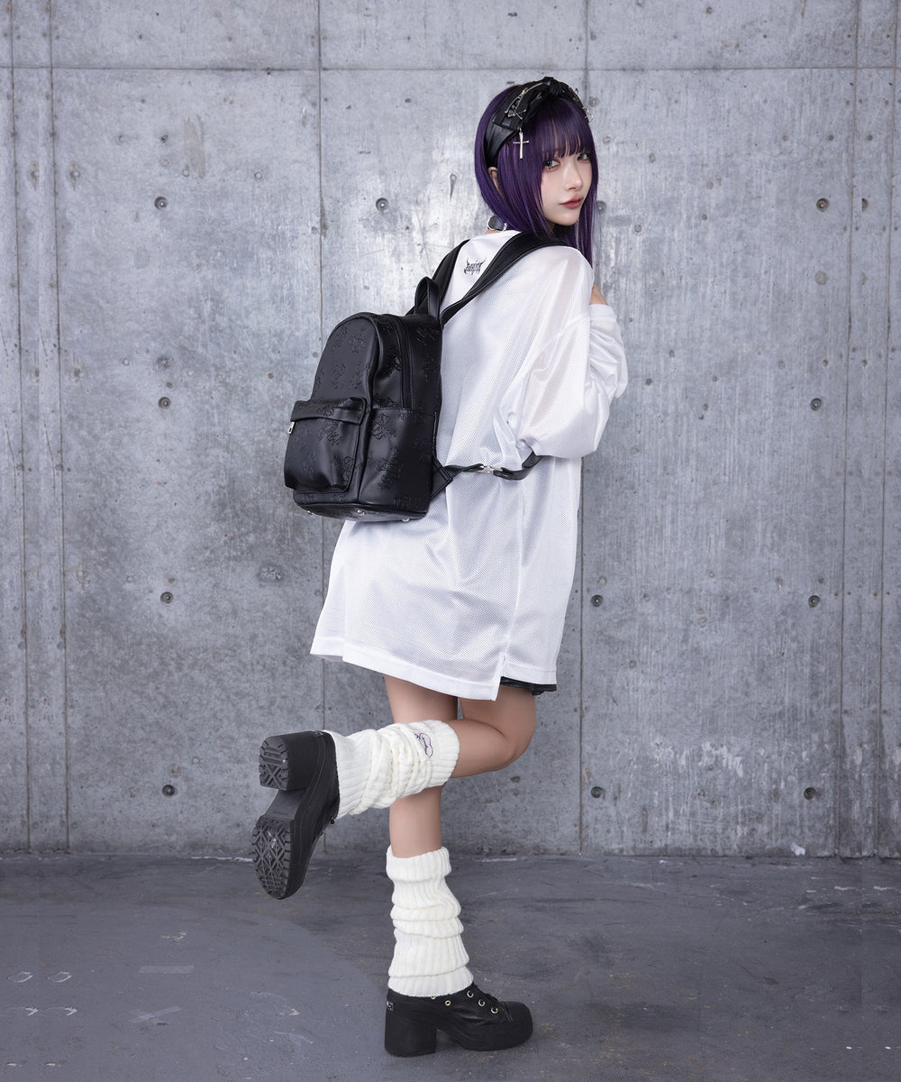 MISA☆様リクエスト 小さなリュック2点　花柄（黒白）ネモフィラ（ネイビー） DARK ANGEL BEAR型押し総柄リュック– A AM STUDIO
