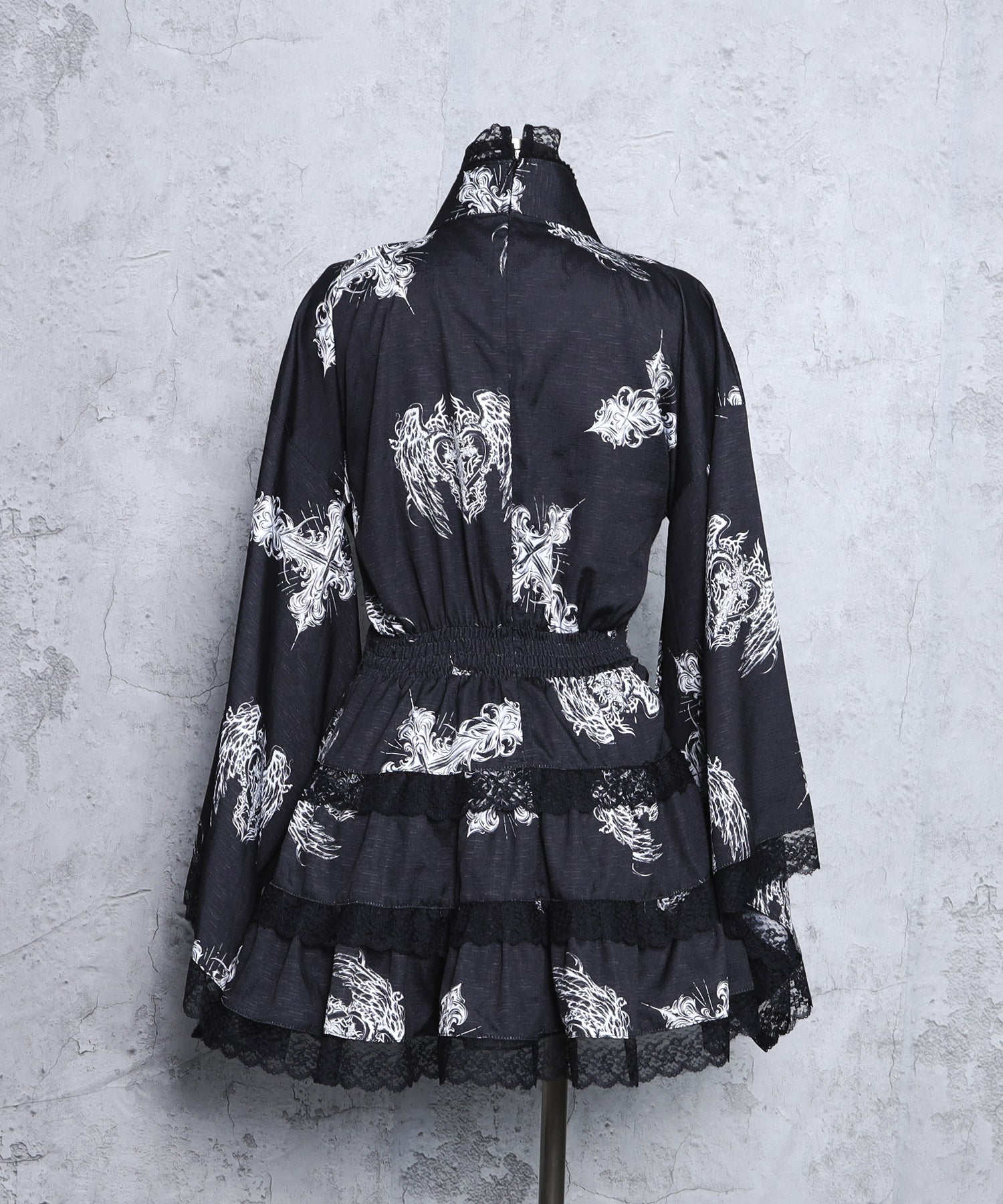 クロスハート羽総柄浴衣ワンピース+帯セット