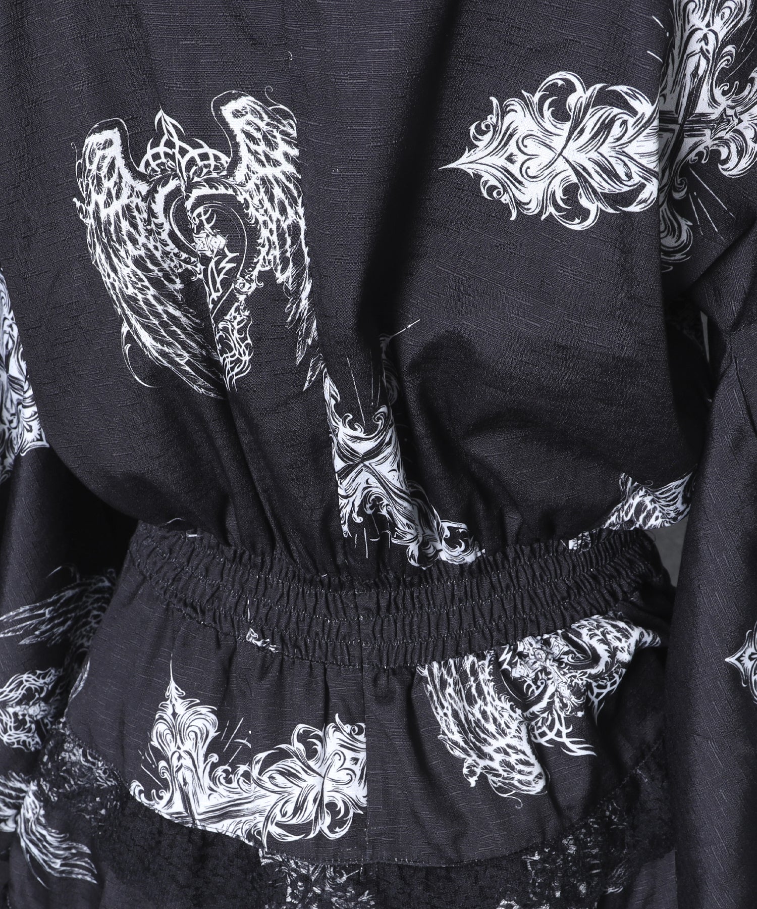 クロスハート羽総柄浴衣ワンピース+帯セット