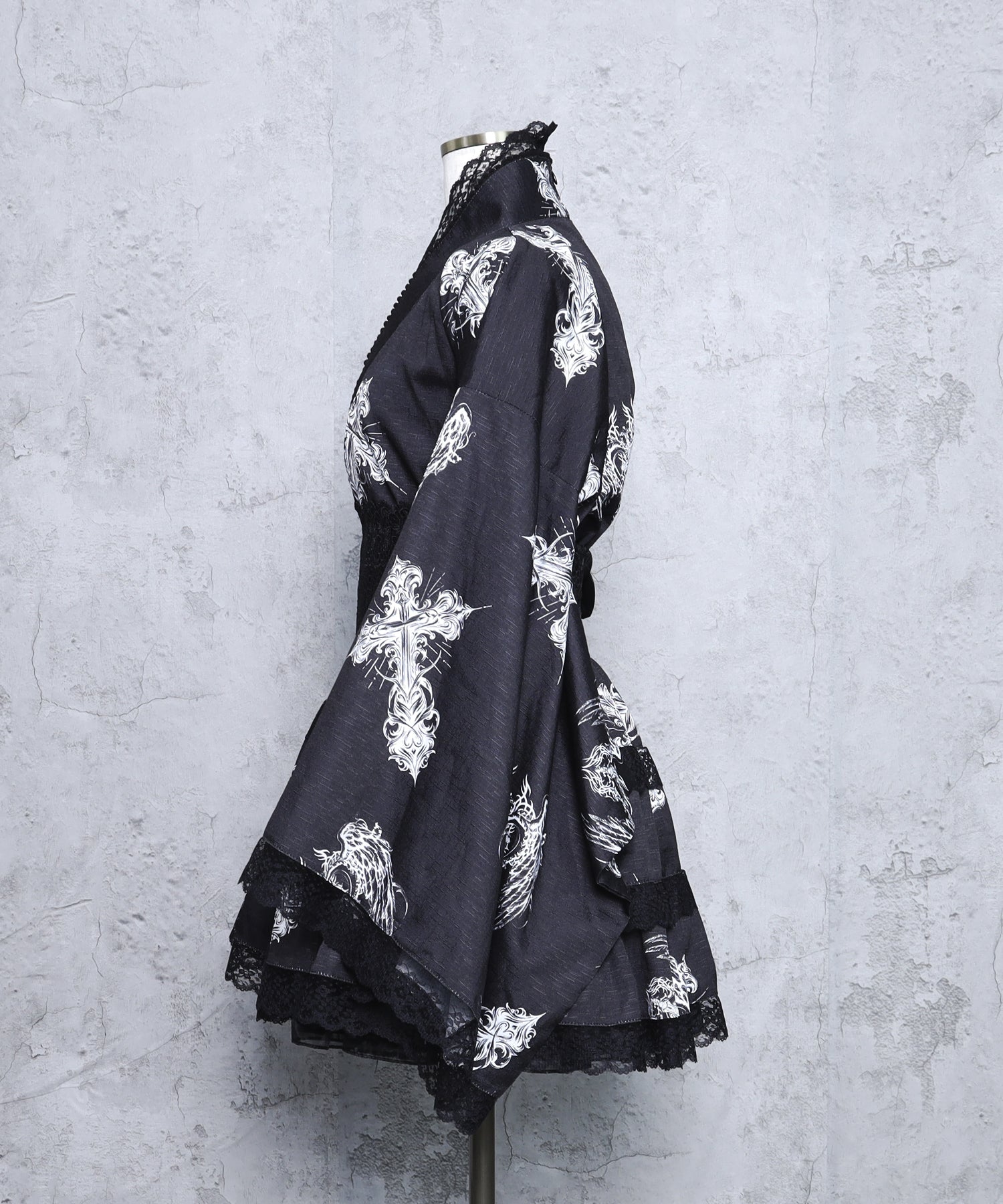 クロスハート羽総柄浴衣ワンピース+帯セット