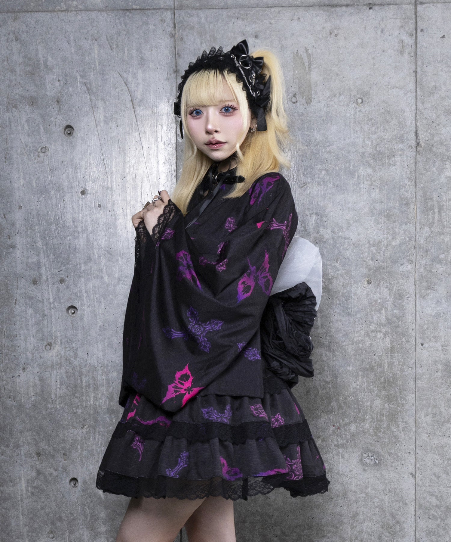 クロス蝶々総柄浴衣ワンピース+帯セット