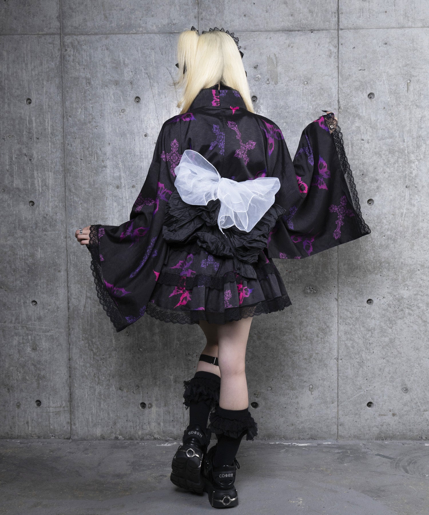 クロス蝶々総柄浴衣ワンピース+帯セット