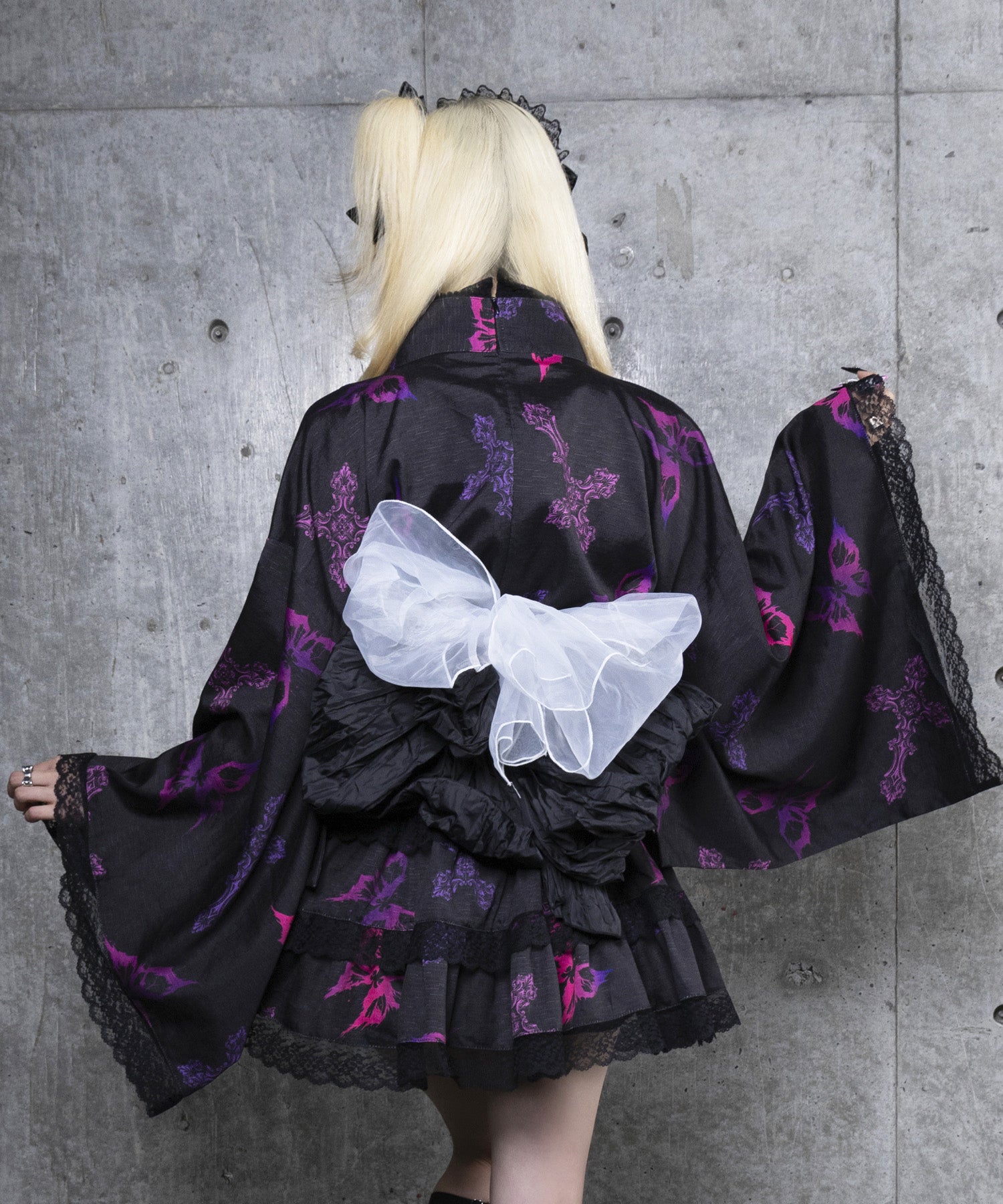 クロス蝶々総柄浴衣ワンピース+帯セット