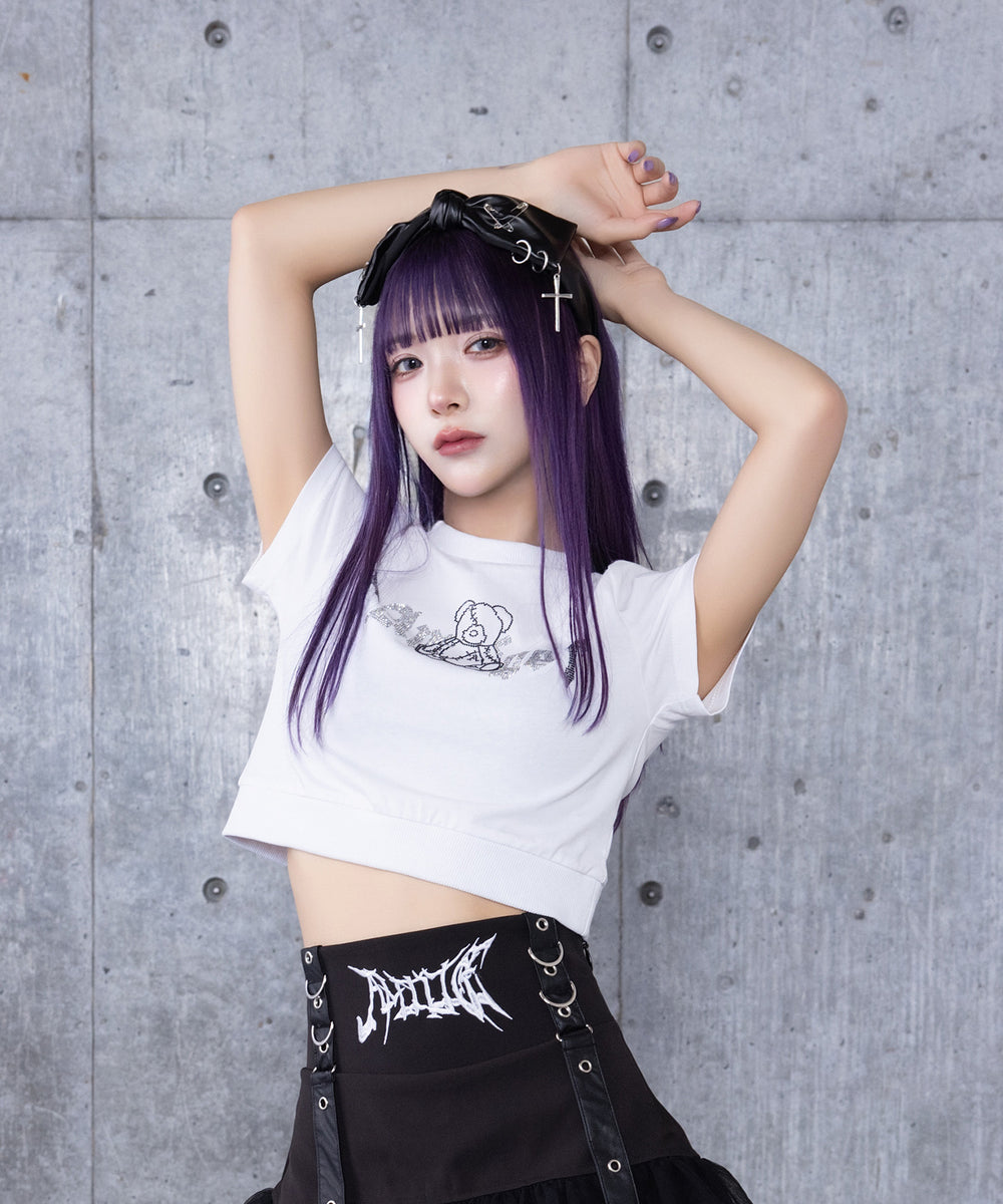 DARK ANGEL BEARラインストーンチビTシャツ– A AM STUDIO