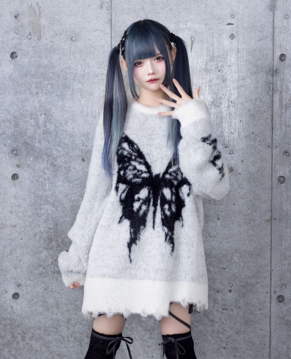 バタフライジャカードシャギーニット