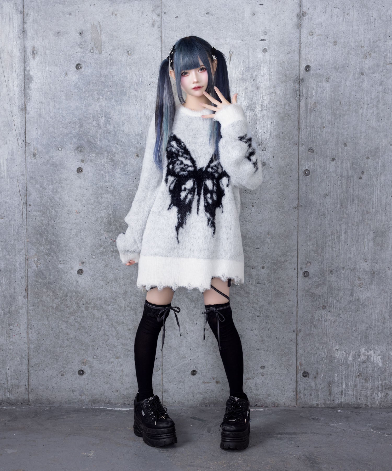 バタフライジャカードシャギーニット