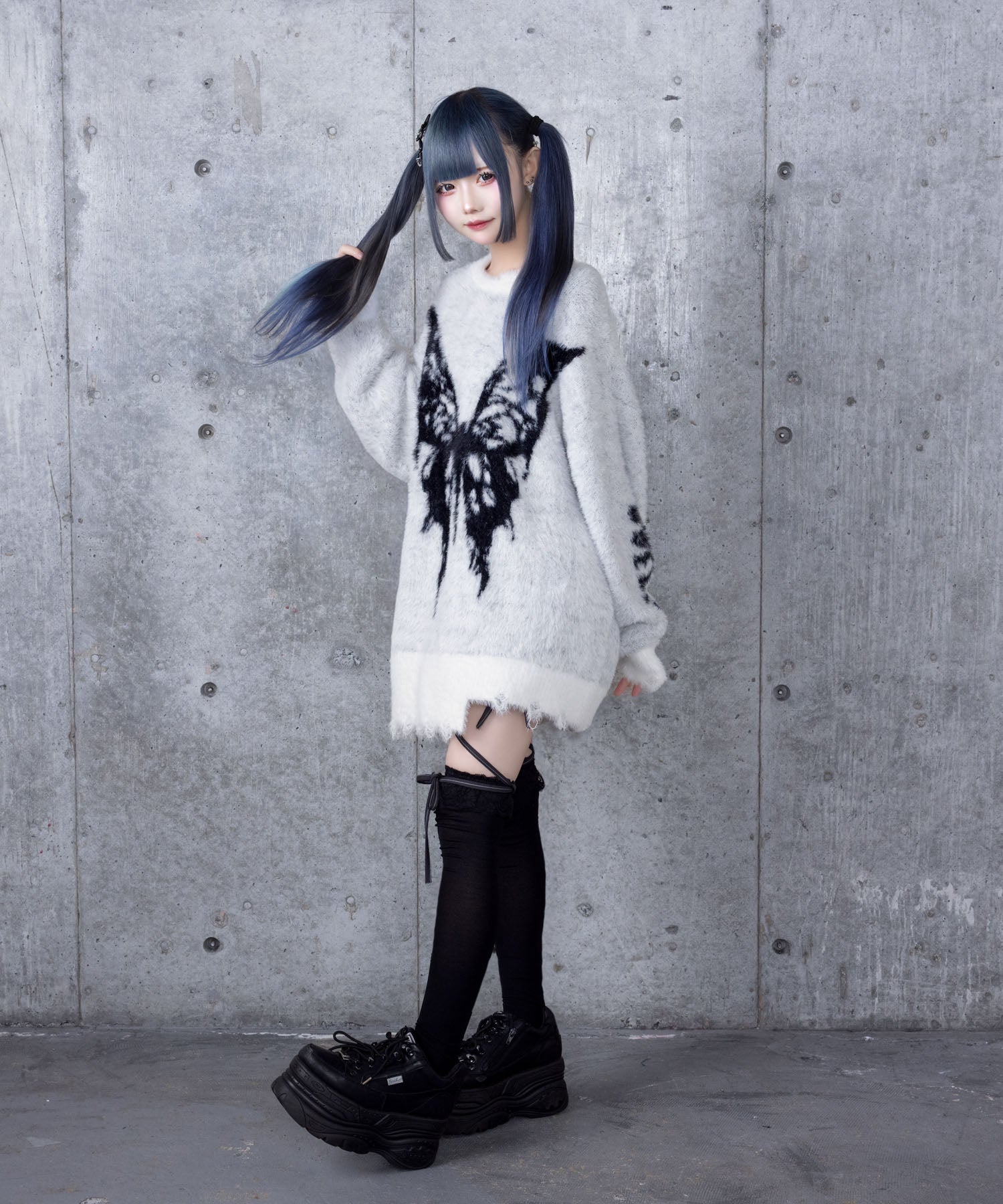 バタフライジャカードシャギーニット