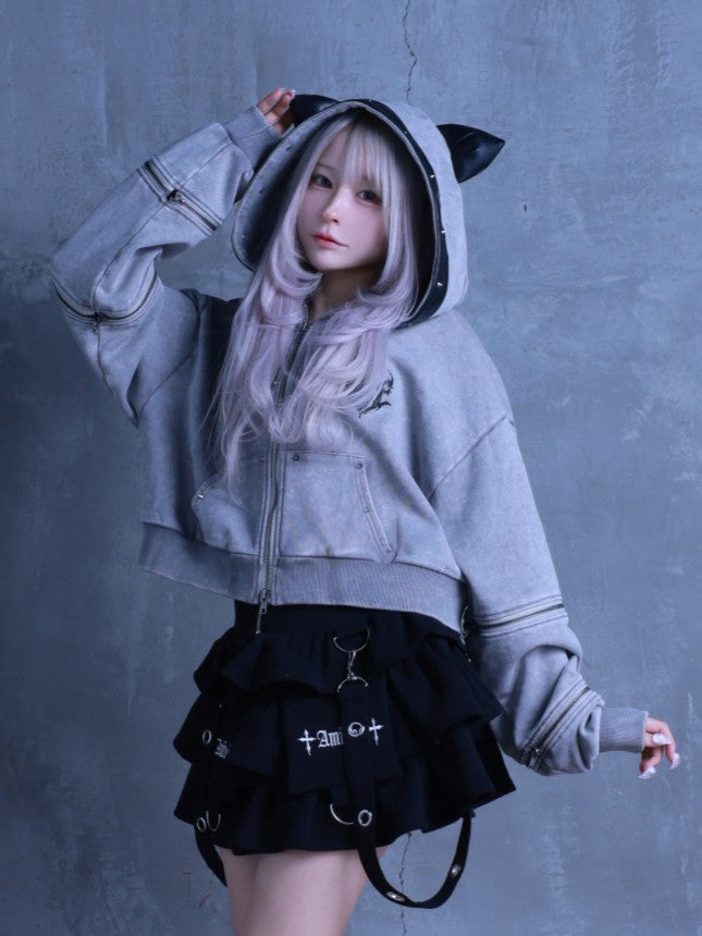 猫耳袖ZIPショート丈パーカー– A AM STUDIO