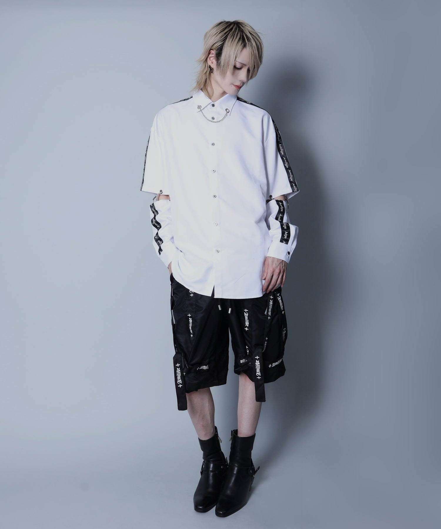 袖リングウイングプリントシャツ