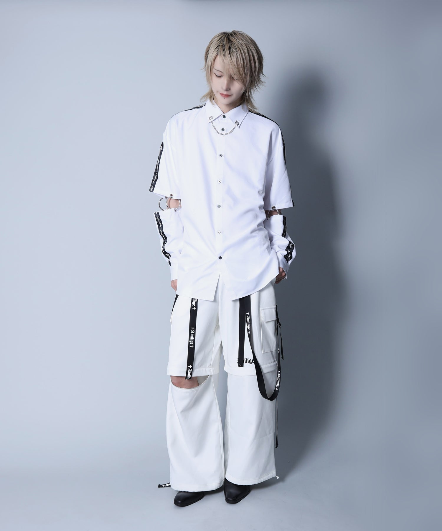 袖リングウイングプリントシャツ