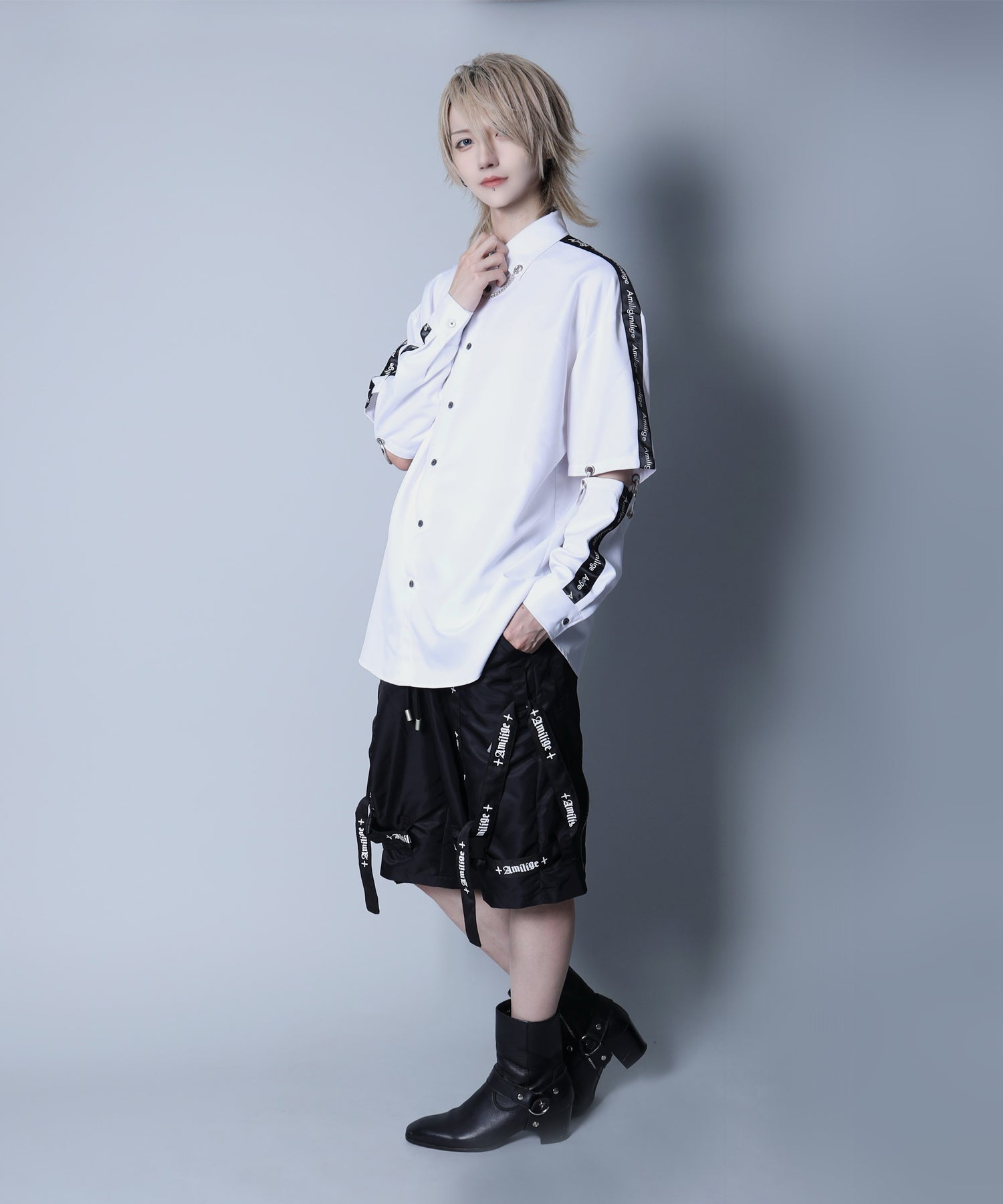 袖リングウイングプリントシャツ