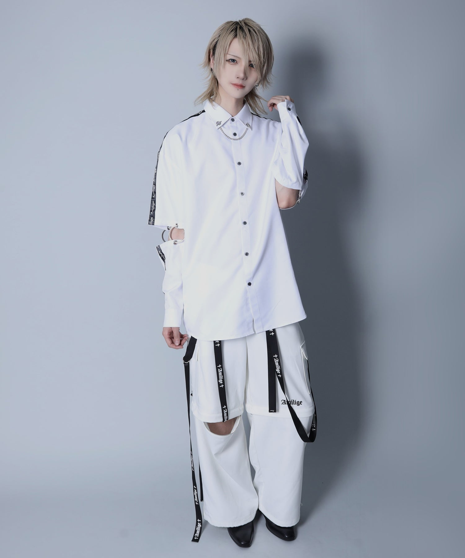 袖リングウイングプリントシャツ