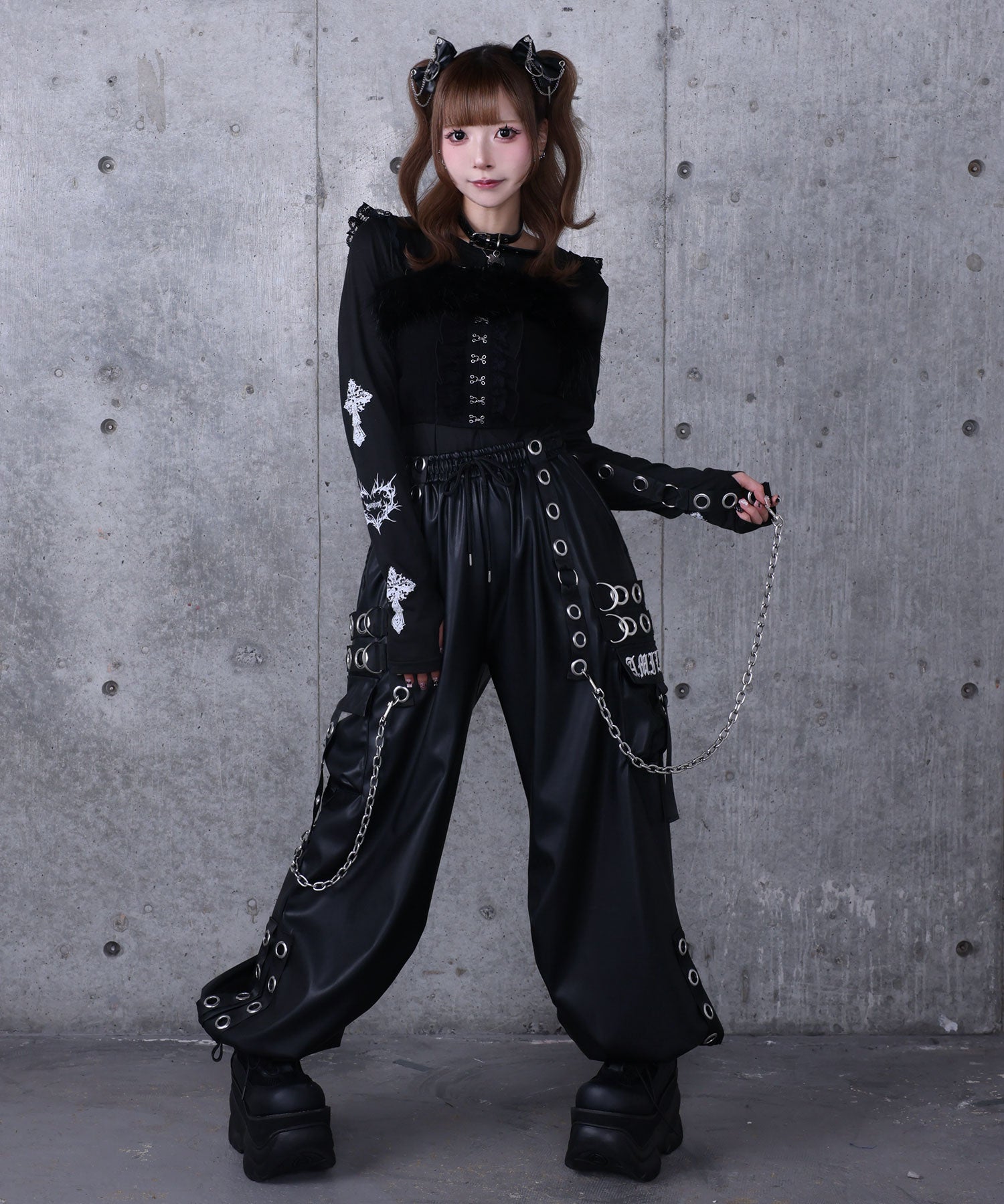 PUサスペンダージョガーパンツ