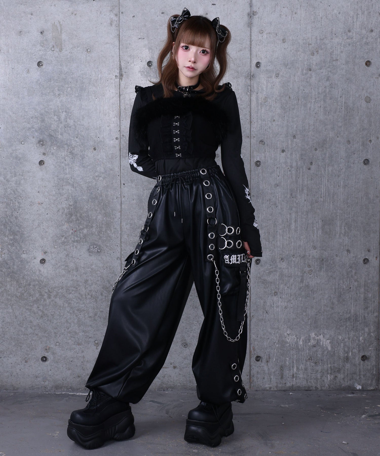 PUサスペンダージョガーパンツ