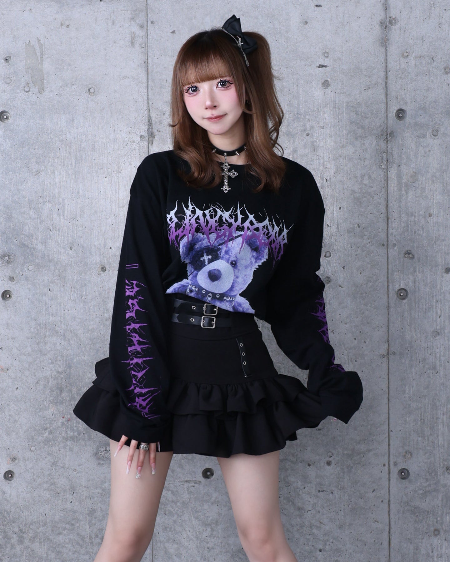 Toxic TeddyプリントロングTシャツ