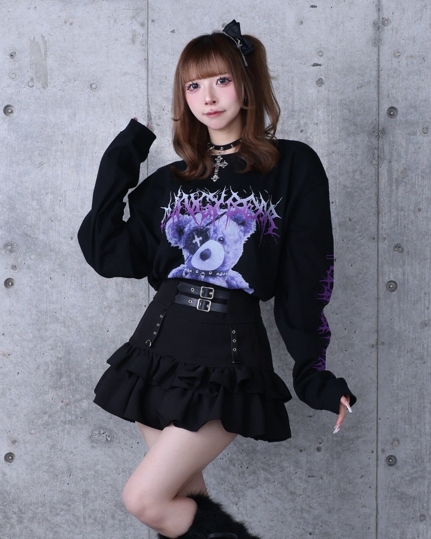 Toxic TeddyプリントロングTシャツ