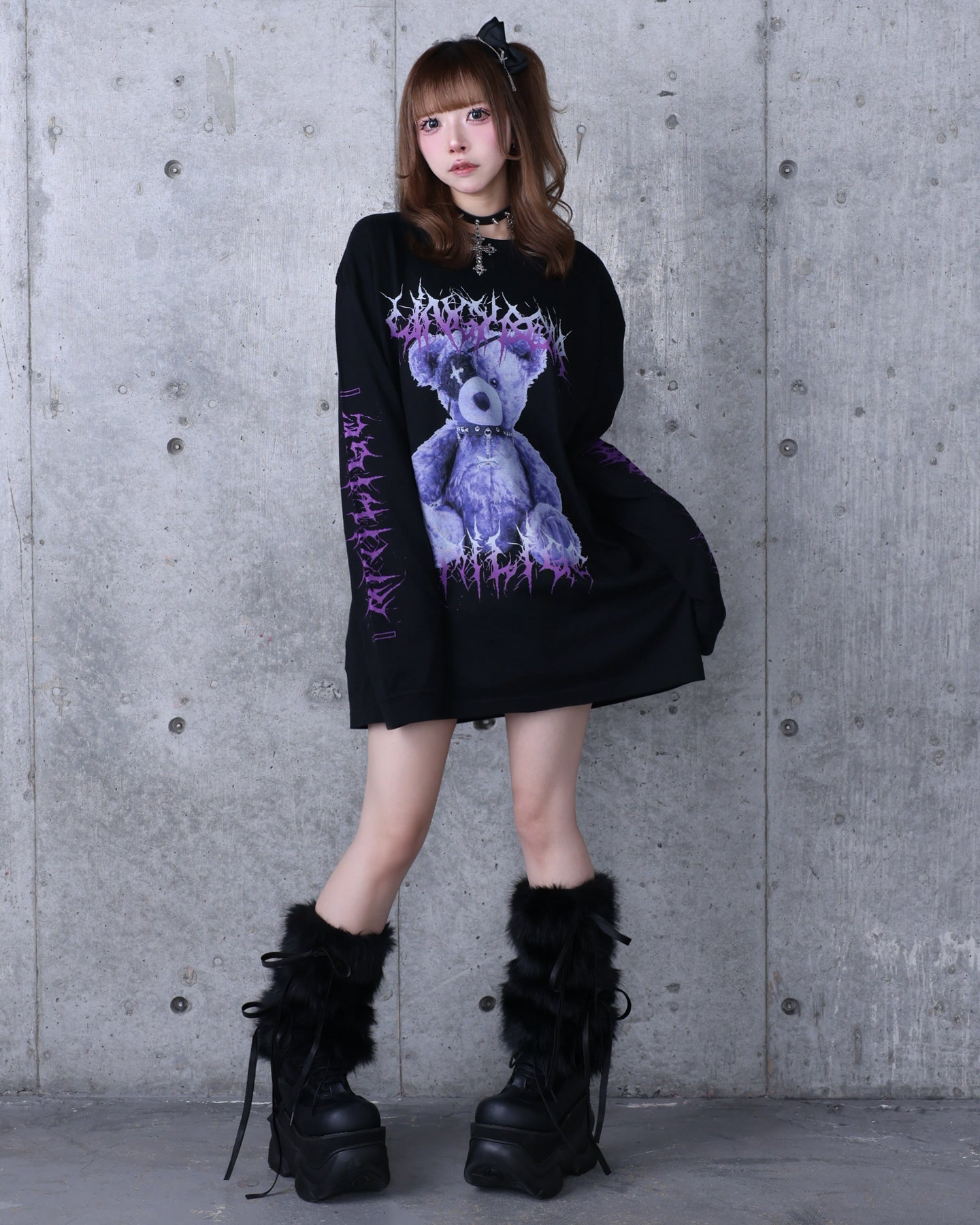 Toxic TeddyプリントロングTシャツ
