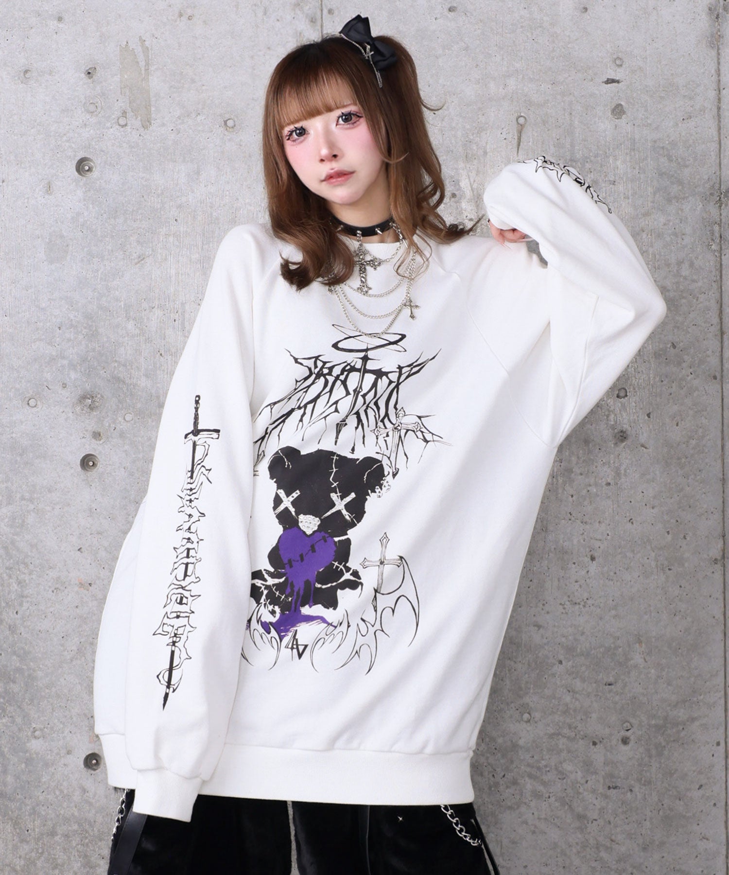 Bear  who lost loveプリントスウェット