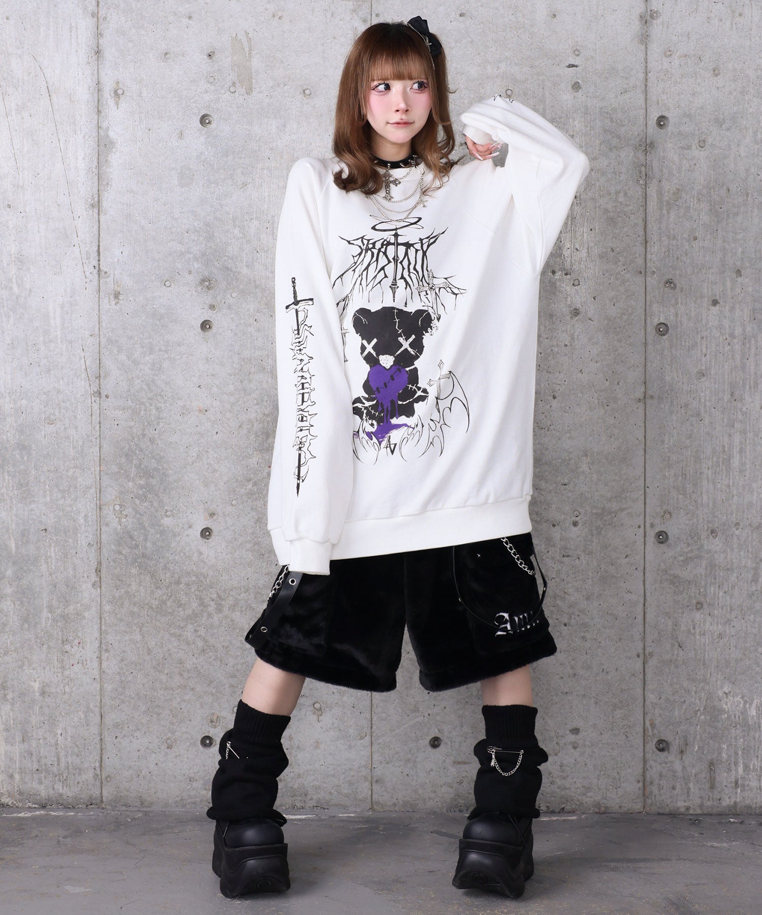 Bear  who lost loveプリントスウェット