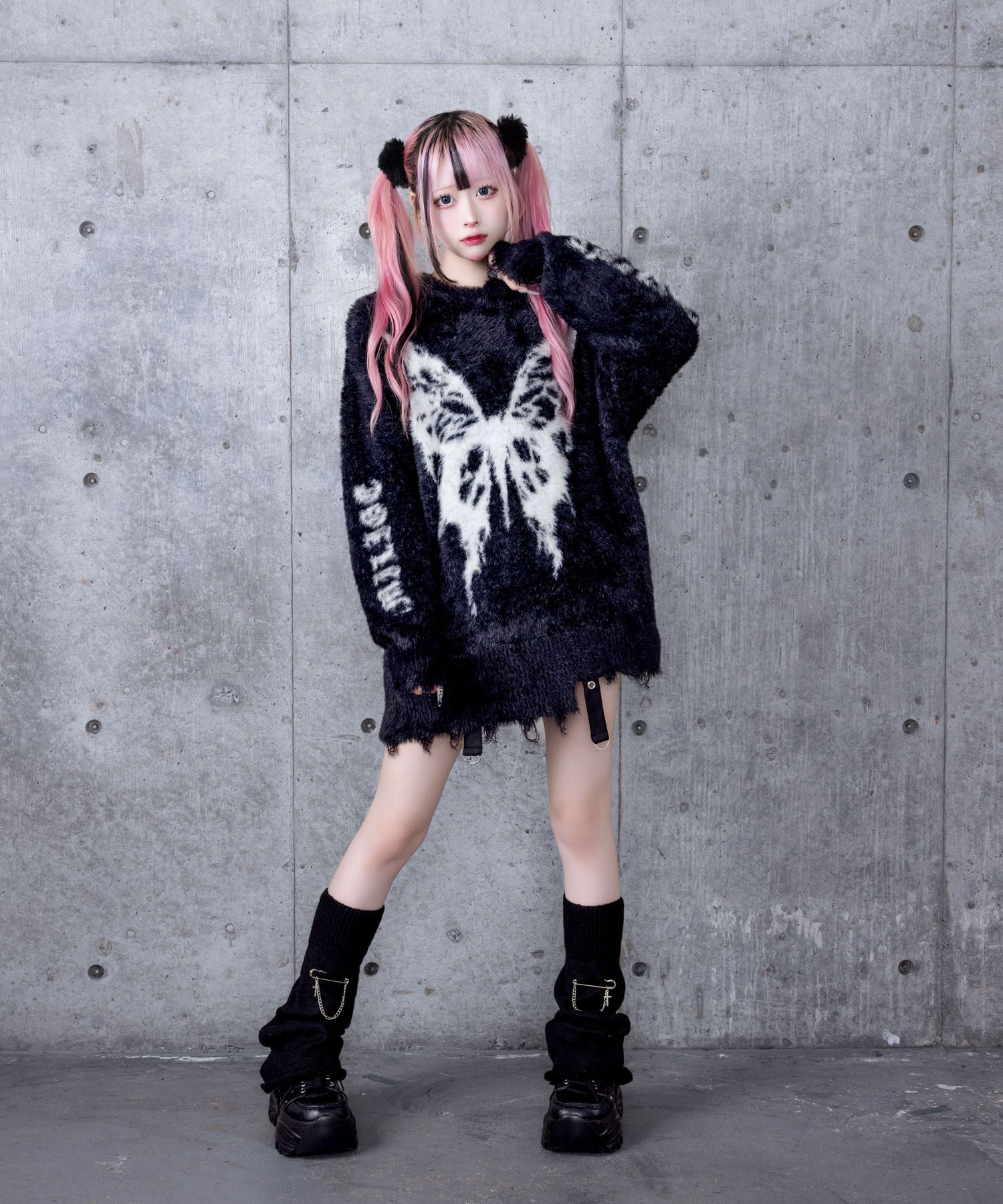 バタフライジャカードシャギーニット