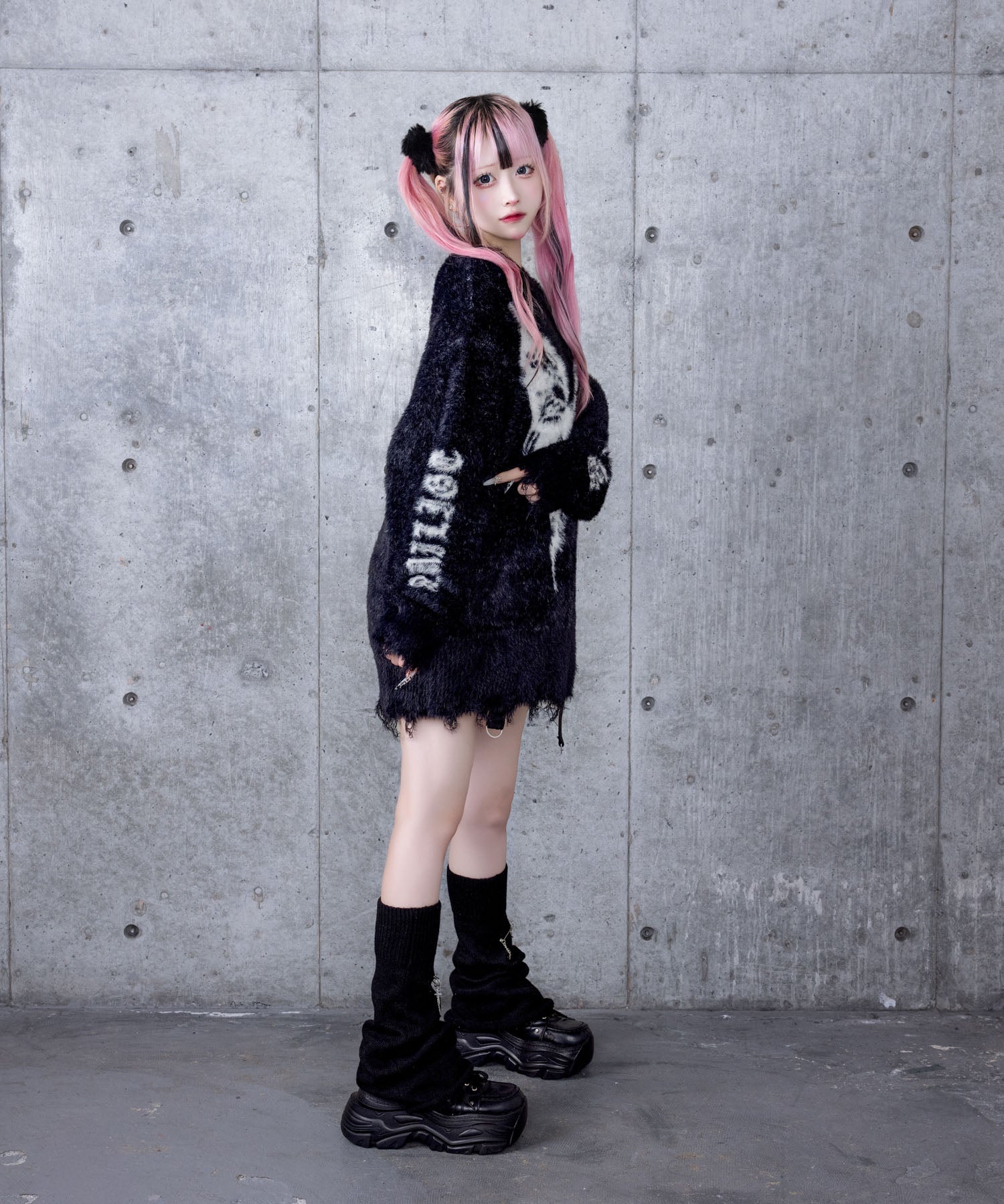 バタフライジャカードシャギーニット