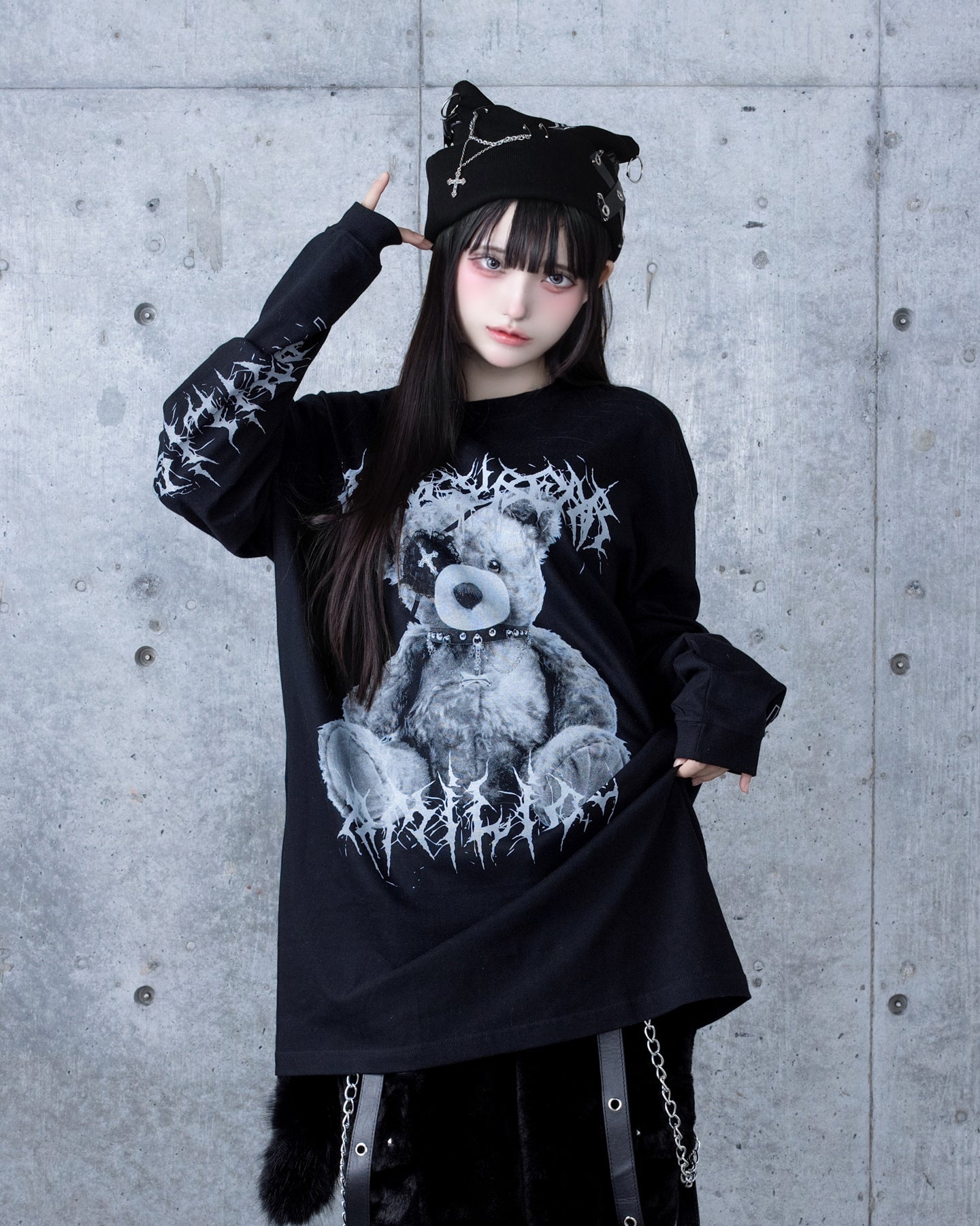 Toxic TeddyプリントロングTシャツ