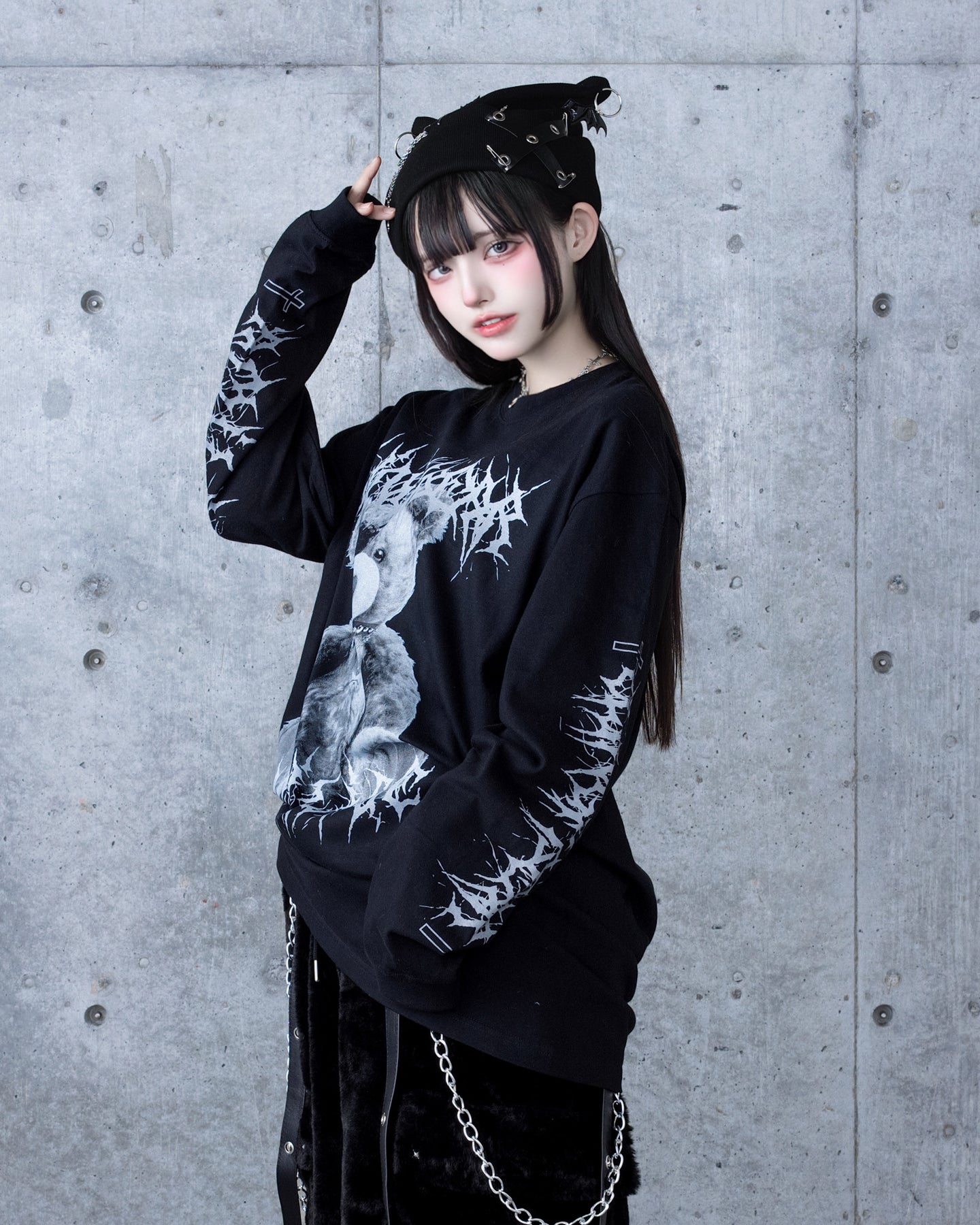 Toxic TeddyプリントロングTシャツ