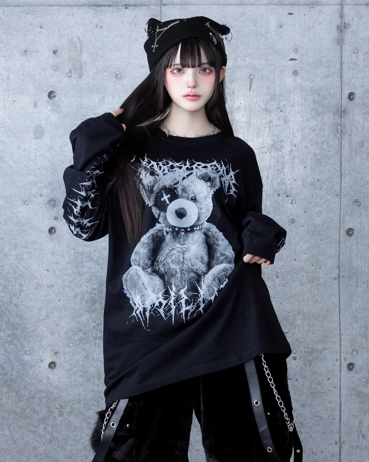 Toxic TeddyプリントロングTシャツ