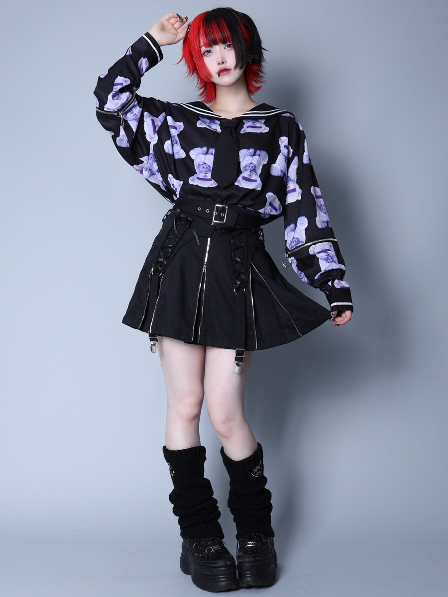 【新品】Candy Stripper プリーツスカート サスペンダー付 ブラック Candy Stripper｜FULL OF RIBBON HARNESS TULLE SKIRT | Rakuten
