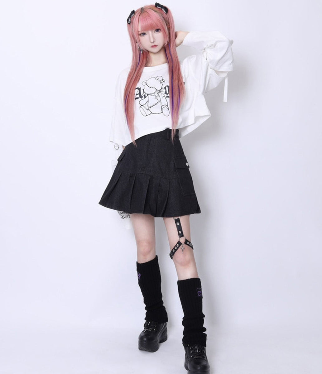 ハーネス付きブラックデニムスカート– A AM STUDIO