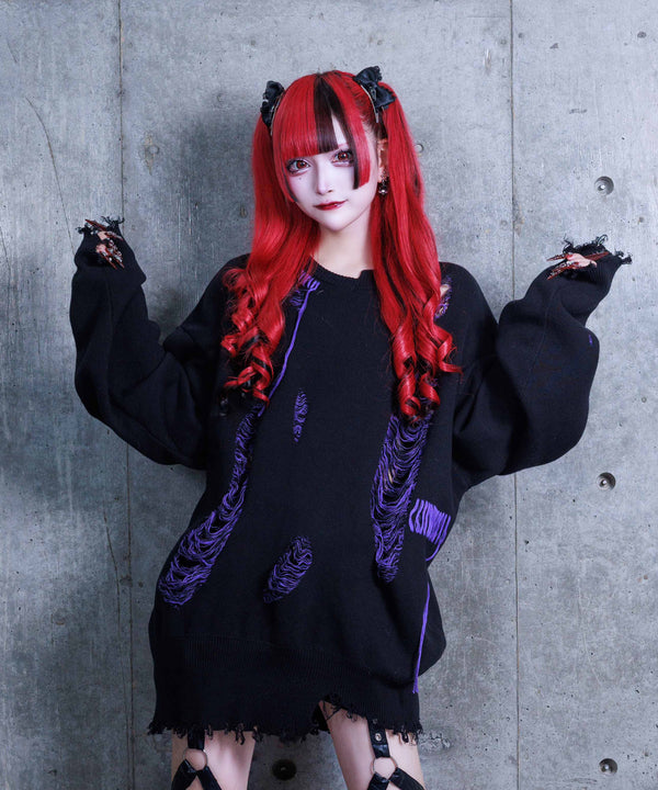 Amiligeロゴ変形ダメージニット– A AM STUDIO