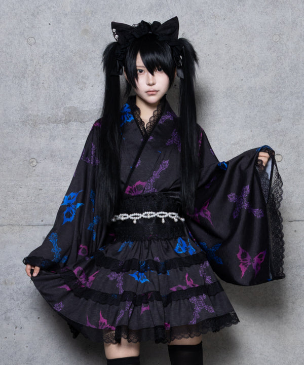 クロス蝶々総柄浴衣ワンピース＋帯セット– A AM STUDIO