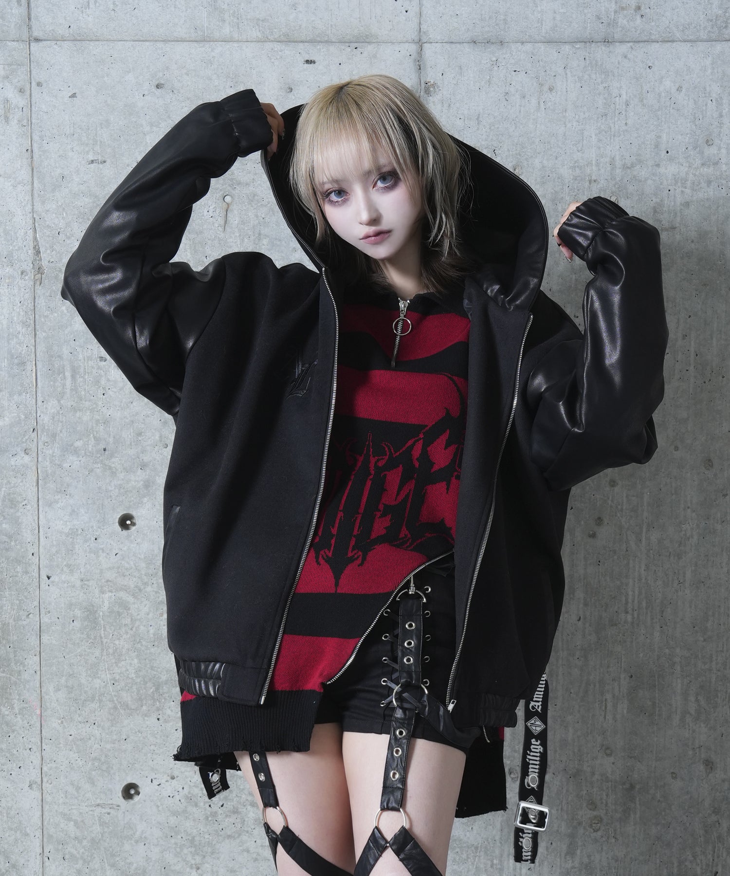 フード付き袖PUスタジャン– A AM STUDIO