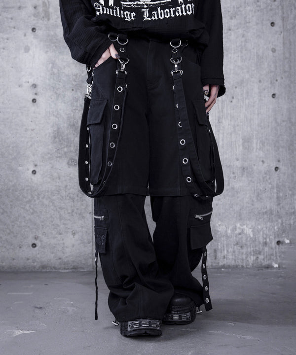 サスペンダー付きワイドパンツ– A AM STUDIO