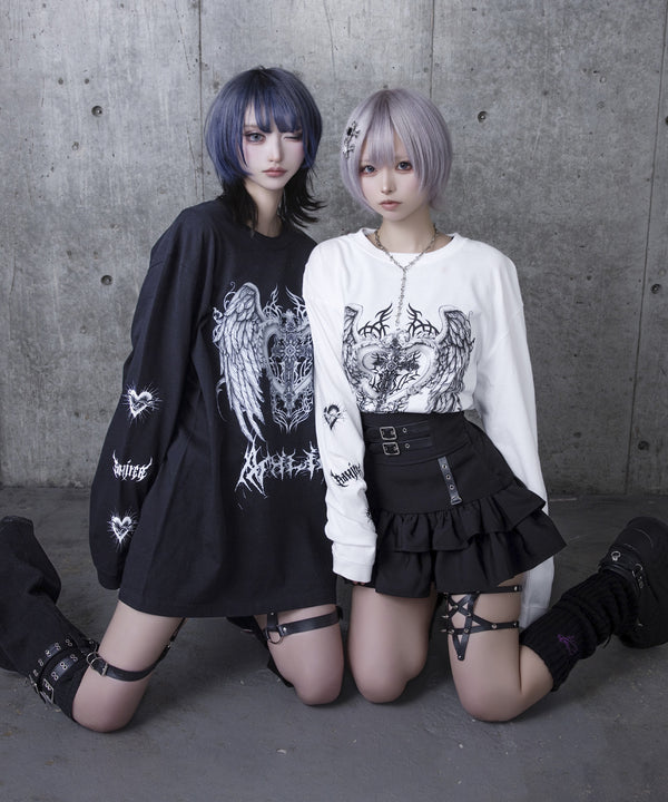 ハートクロス羽プリントロングTシャツ– A AM STUDIO
