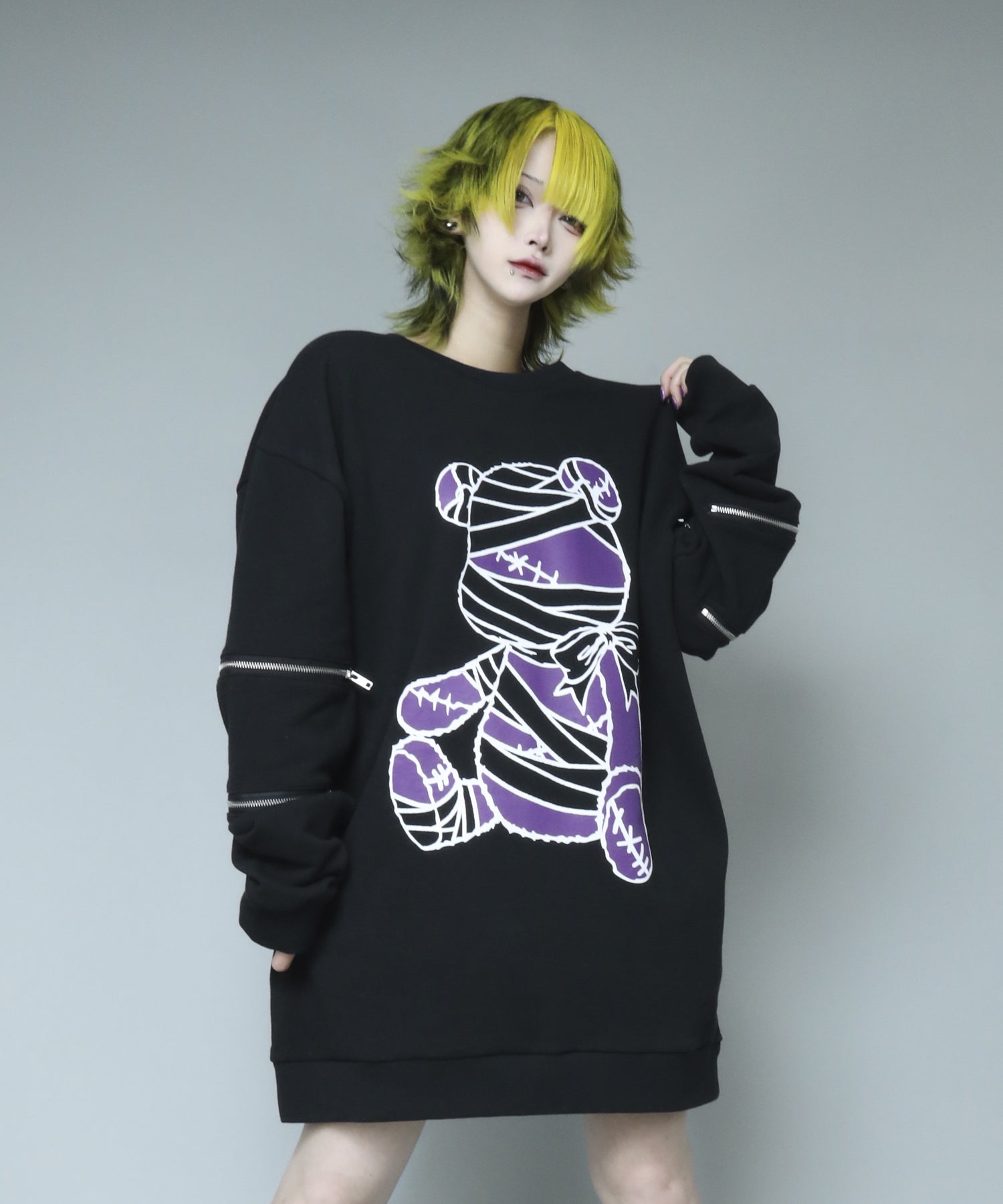 新品　amilige Tied Bear Zipスリーブトレーナー スウェット Amilige トレーナー スウェット Bandage Bear袖ZIPスウェット